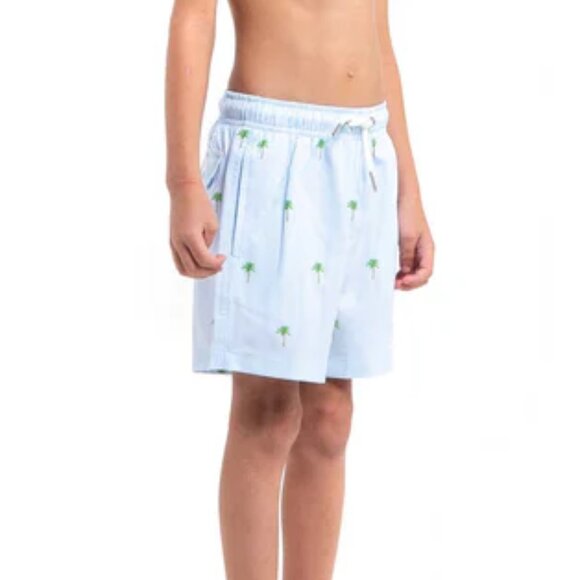 NEW Bermies Palm Stripes Mesh Liner Elastic Waist Pull On Swim Trunks Suit Short - Picture 2 of 7